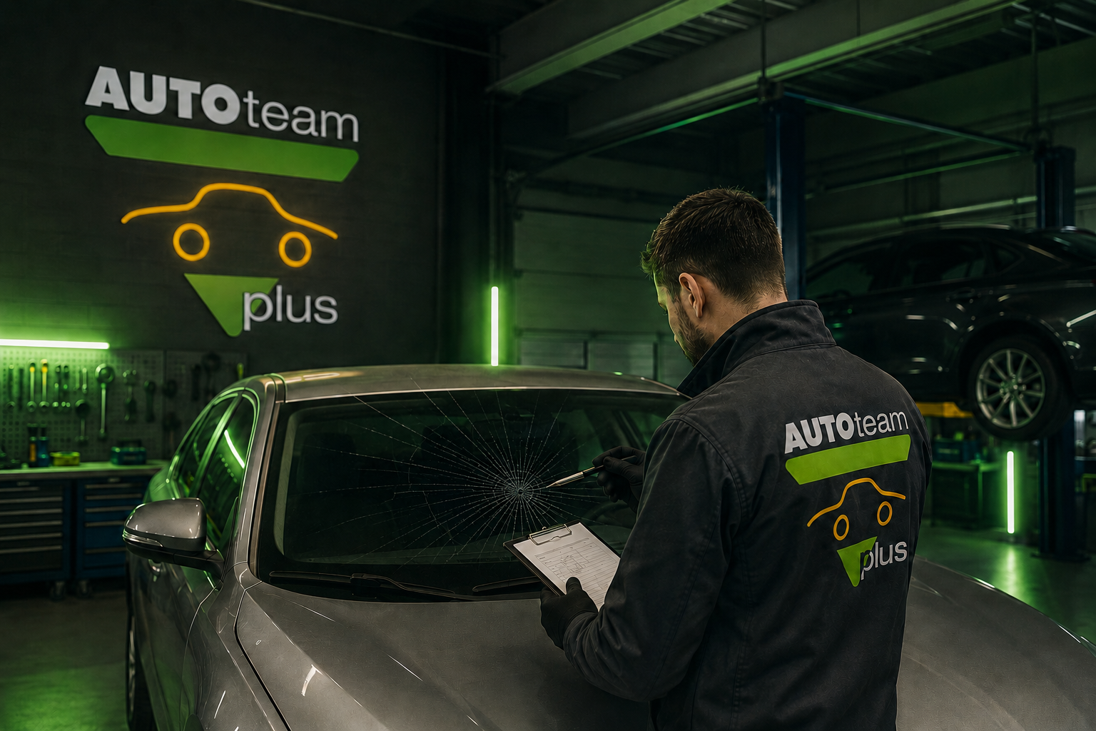 Steinschlagreparatur an einer Frontscheibe in der Werkstatt von Auto Ludwig Putz in Passau-Innstadt